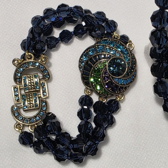 Heidi Daus Crystal Swirl Statement Necklace Peacock - Picture 6 of 7